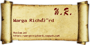 Warga Richárd névjegykártya